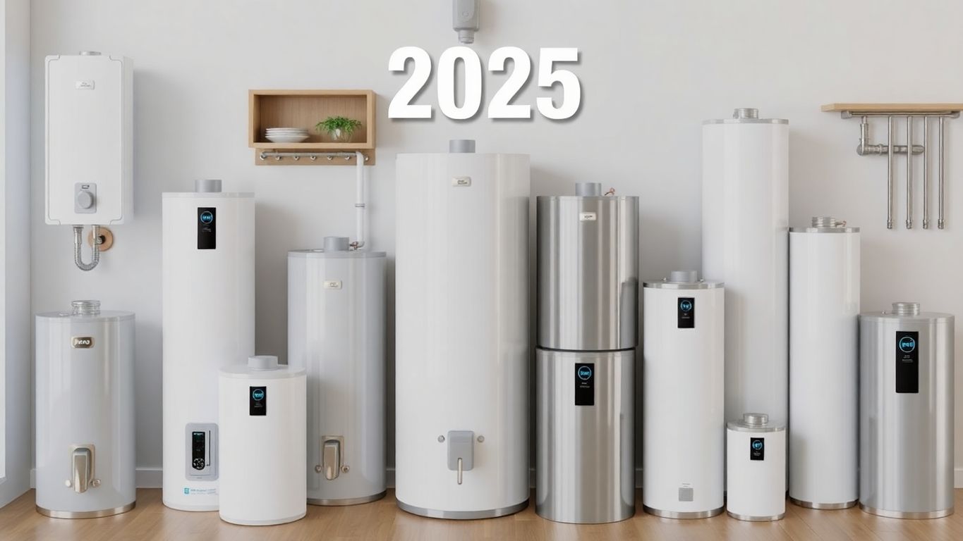 Various water heaters in a modern home setting.
