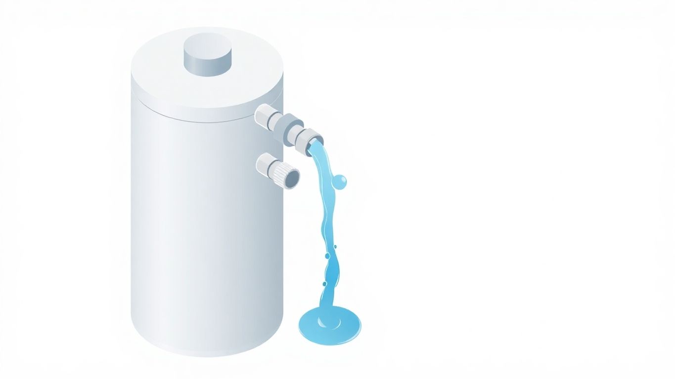 Isometric illustration of a leaking water heater inlet.