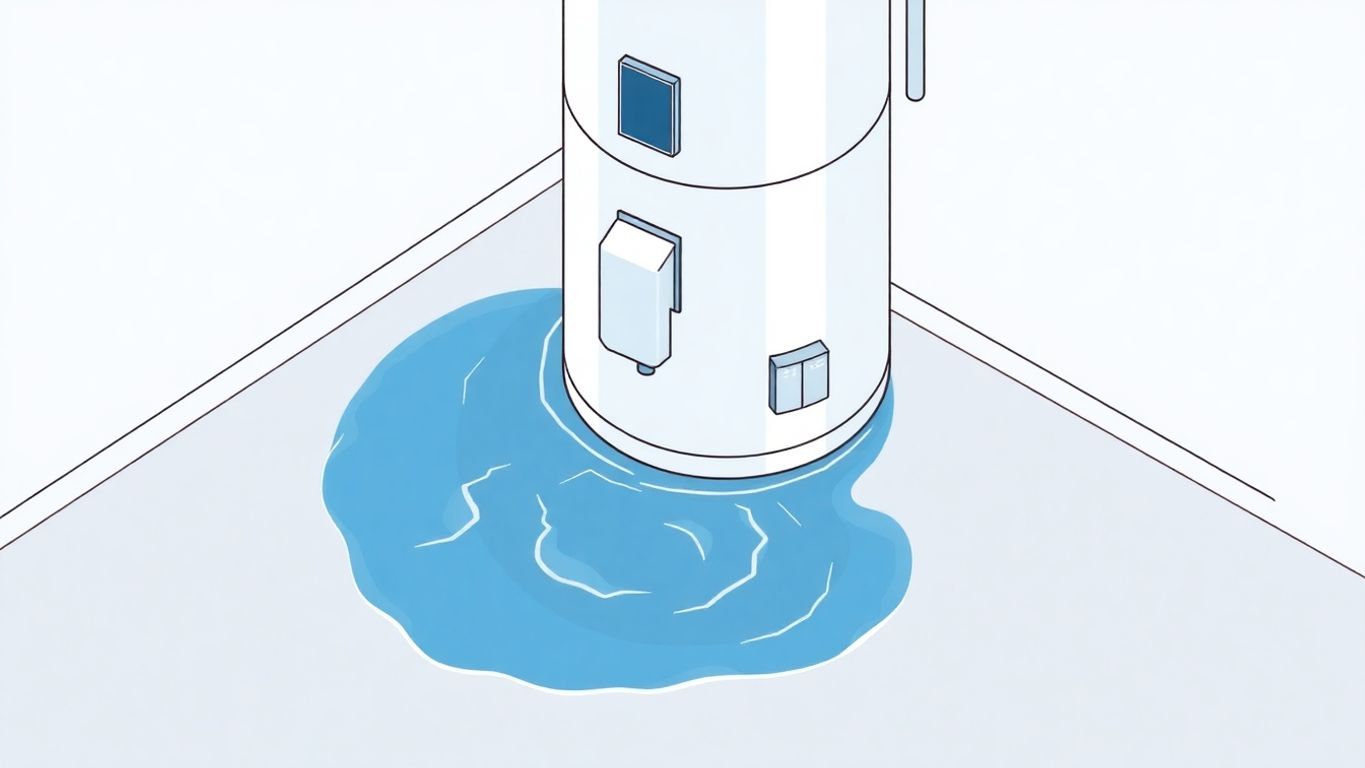 Isometric illustration of a flooded water heater.