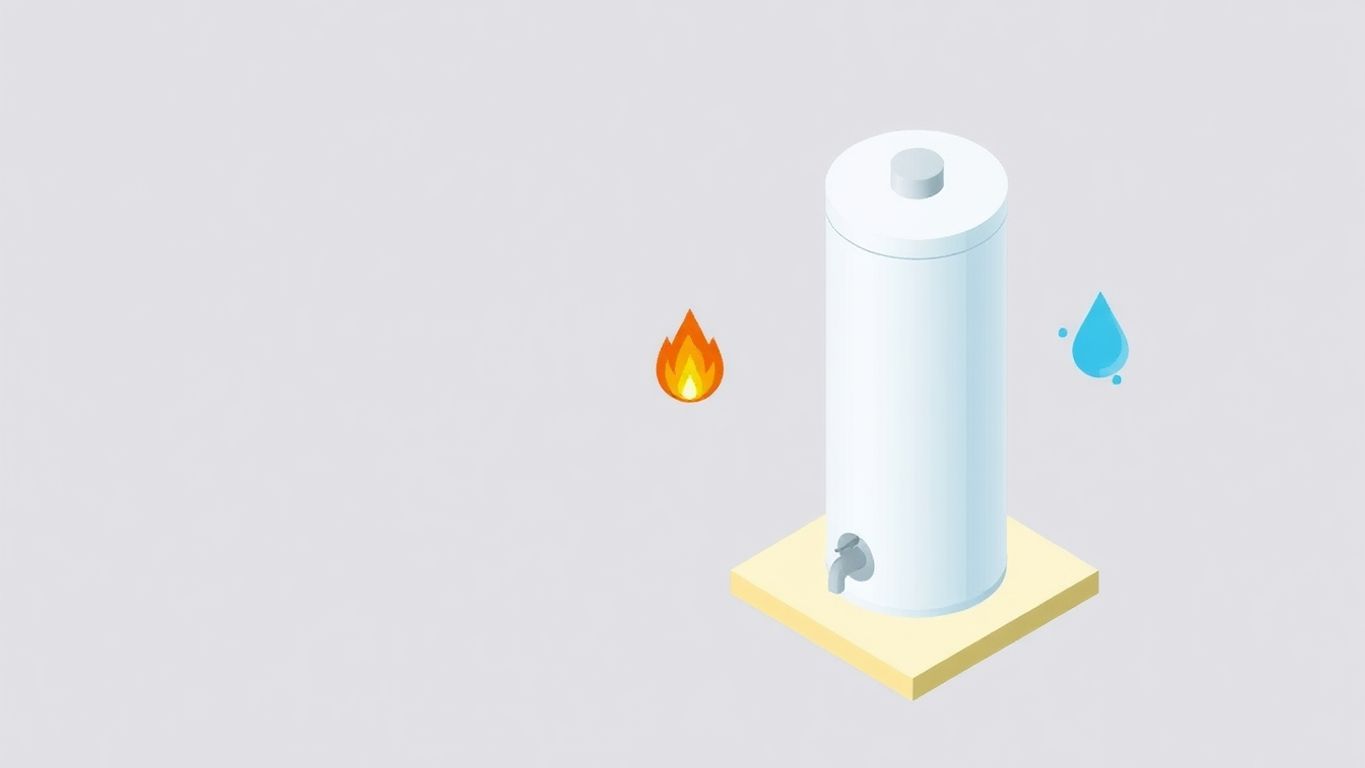 Isometric illustration of a water heater and faucet.