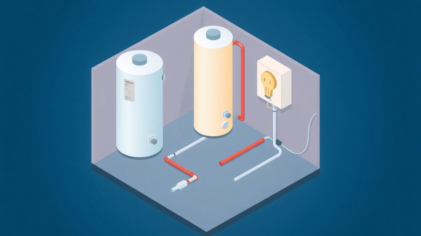 Isometric water heater illustration with power elements.