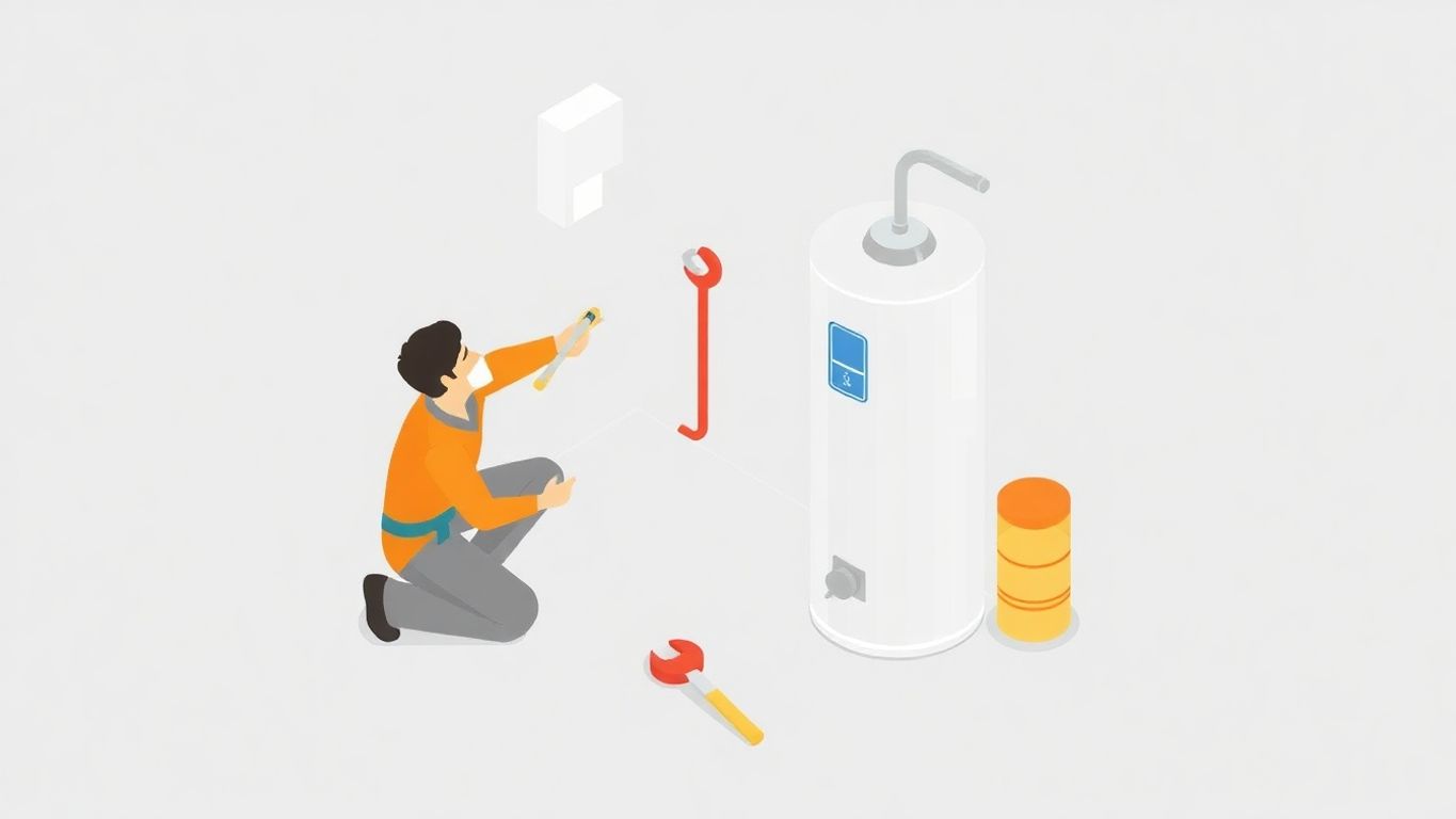 Homeowner performing maintenance on a water heater.