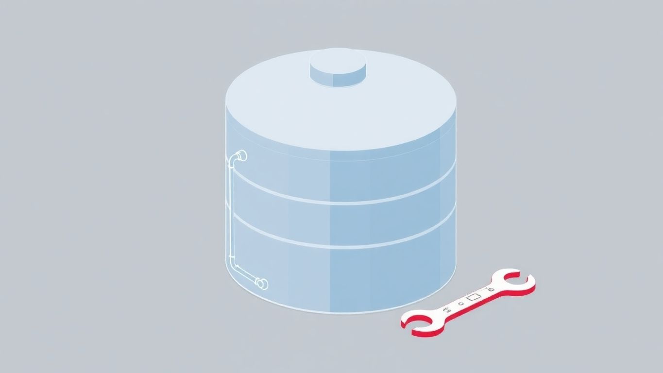 Isometric illustration of inspecting a home water tank.