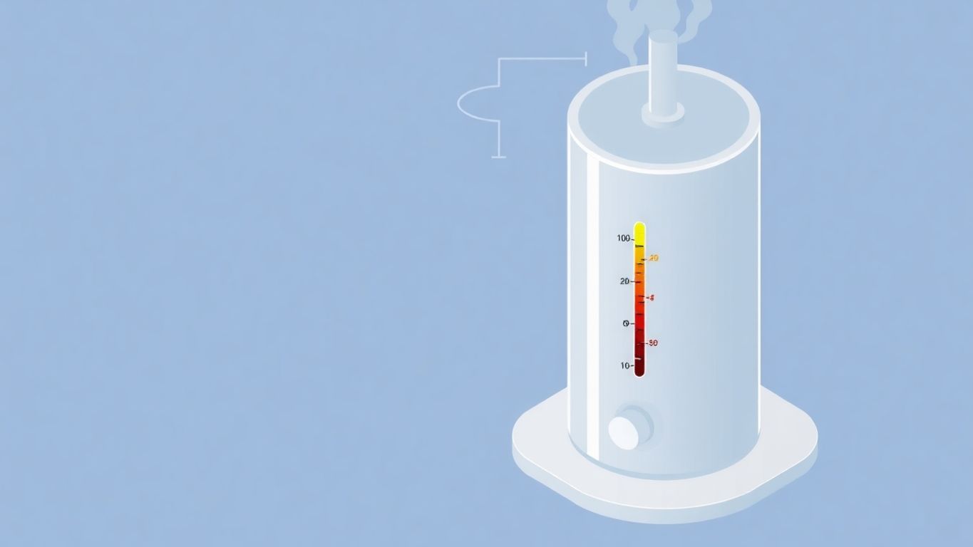 Isometric illustration of an overheating water heater.