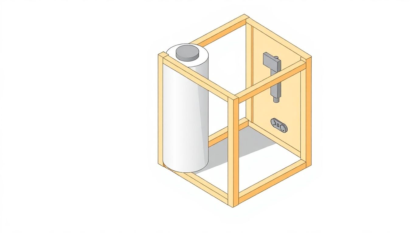 Isometric illustration of a geometric cabinet frame.