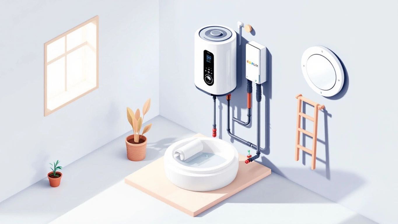 Isometric vector illustration of a modern water heater.