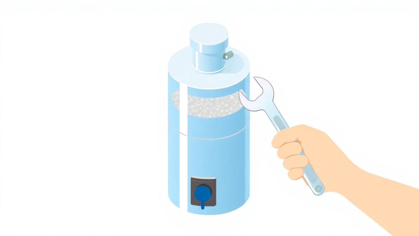 Isometric illustration of a water heater with sediment build-up.