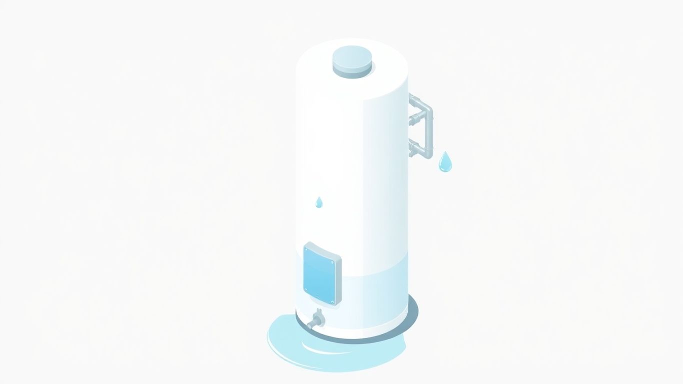 Isometric illustration of a water heater and pipes.