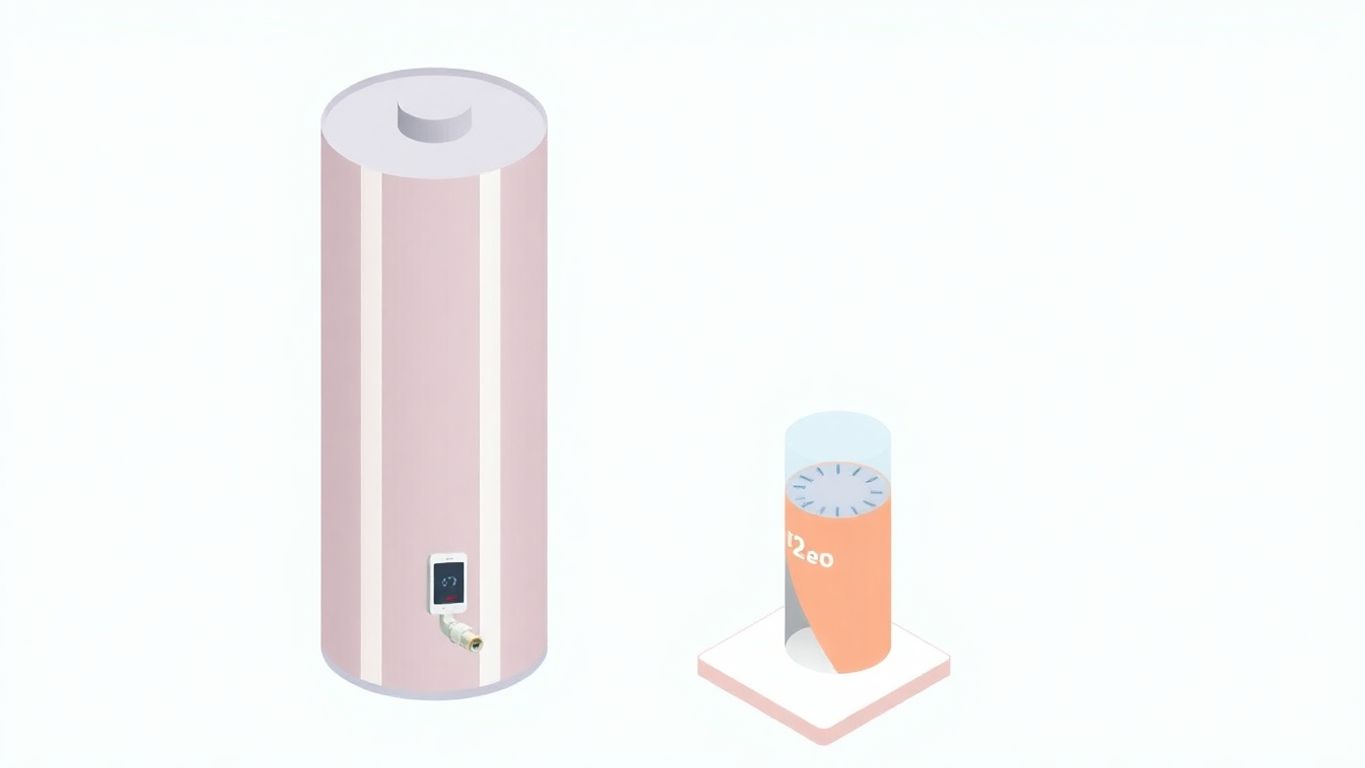 Isometric illustration of water heater flushing process.