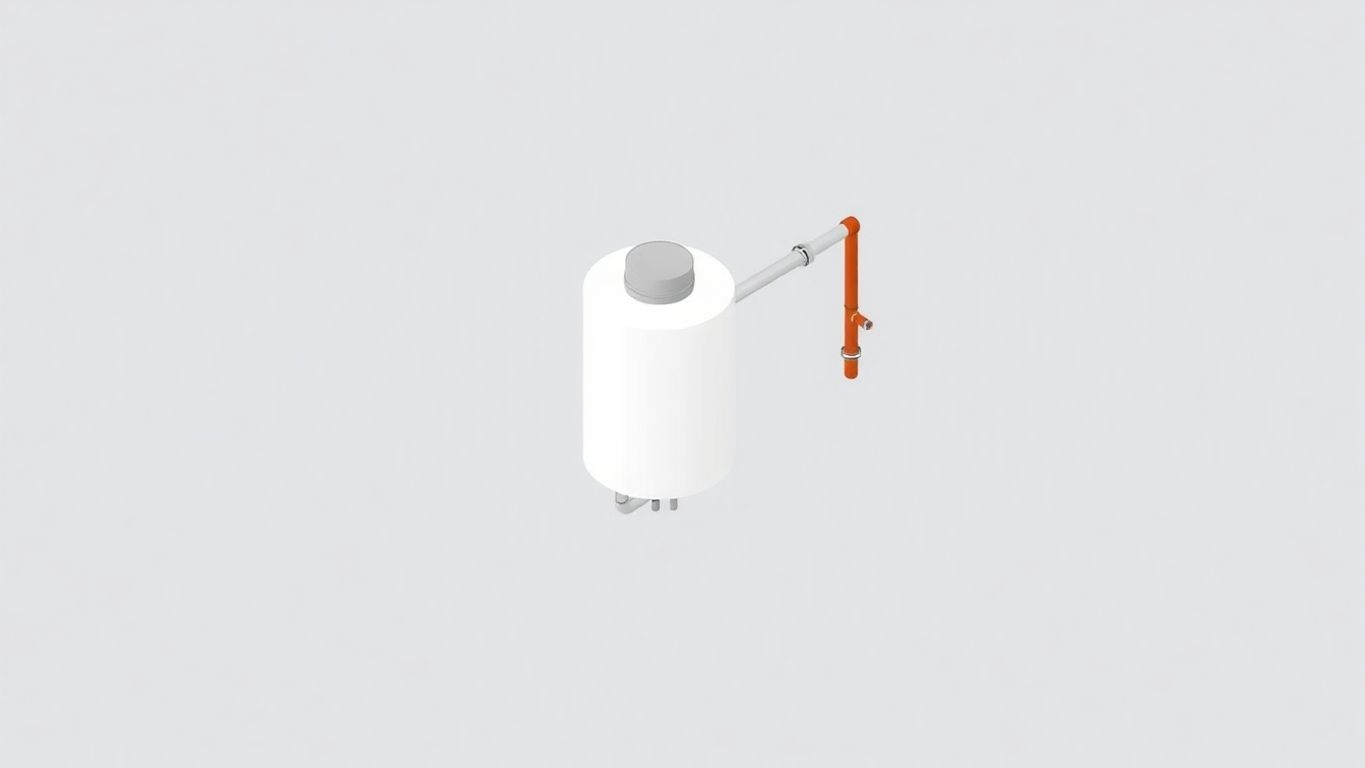 Isometric illustration of a secured water heater expansion tank.