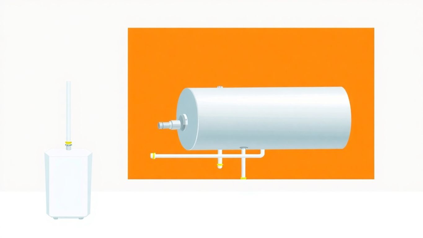 Isometric illustration of a horizontal hot water heater.