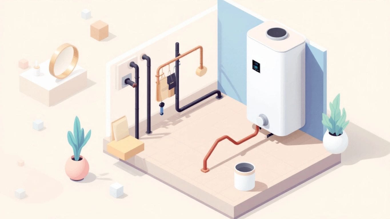 Isometric illustration of a modern water heater.