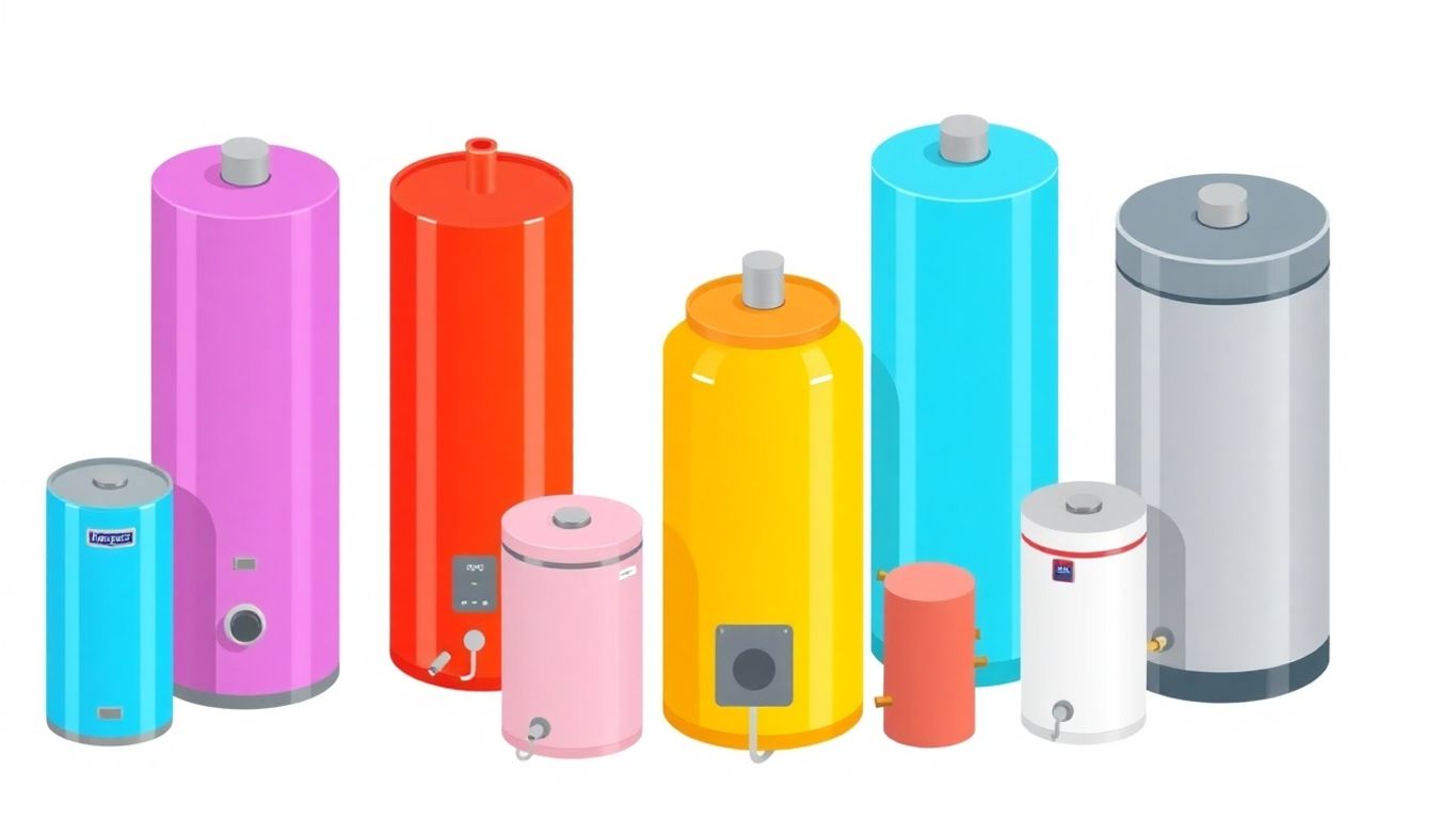 Geometric illustration of water heaters for families.