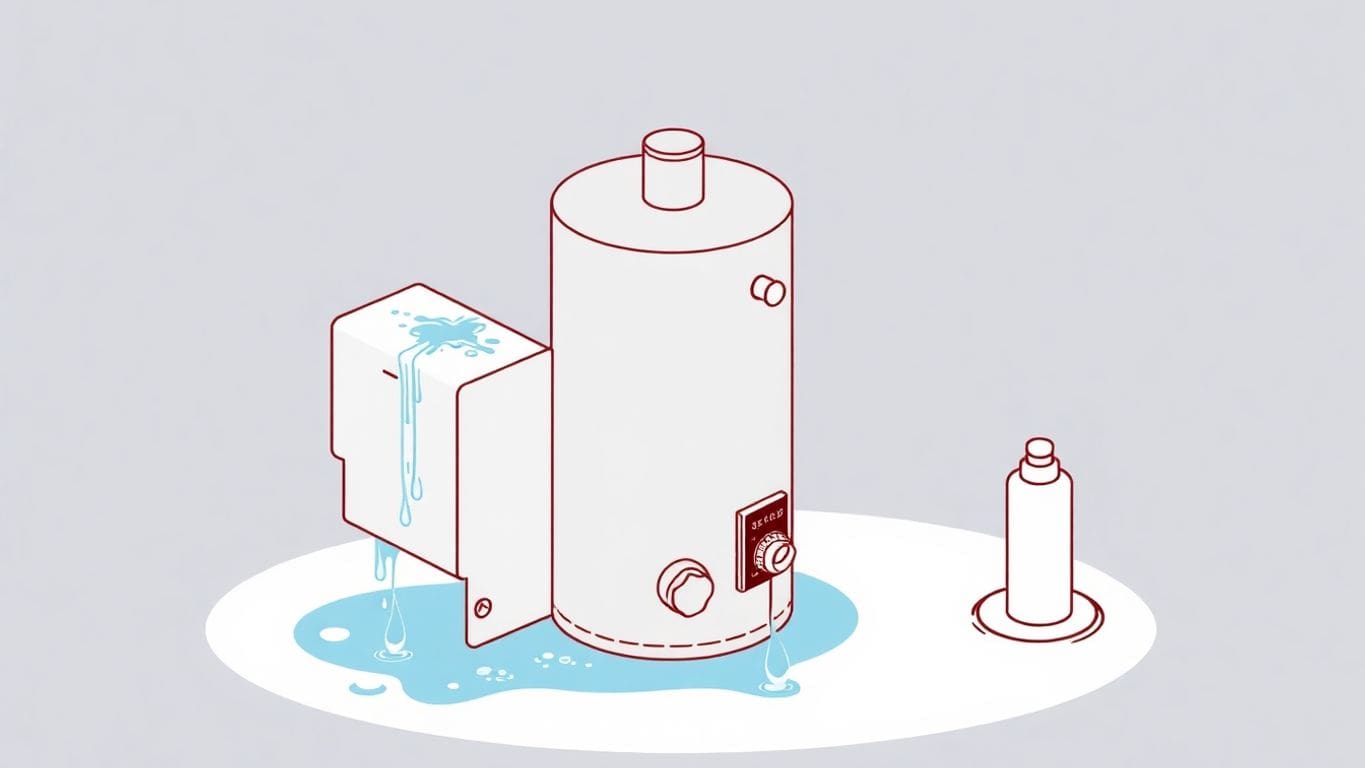 Isometric illustration of a broken water heater.