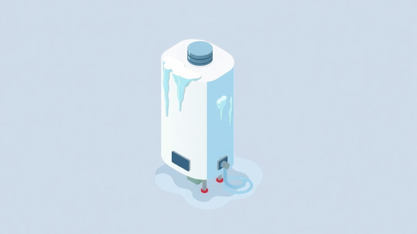 Frozen tankless water heater illustration