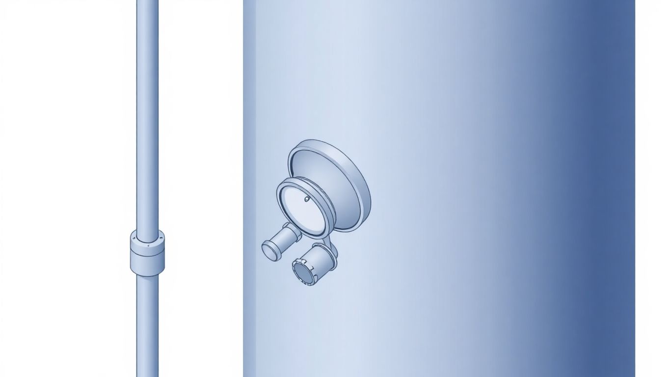 Isometric illustration of a water heater with valve.
