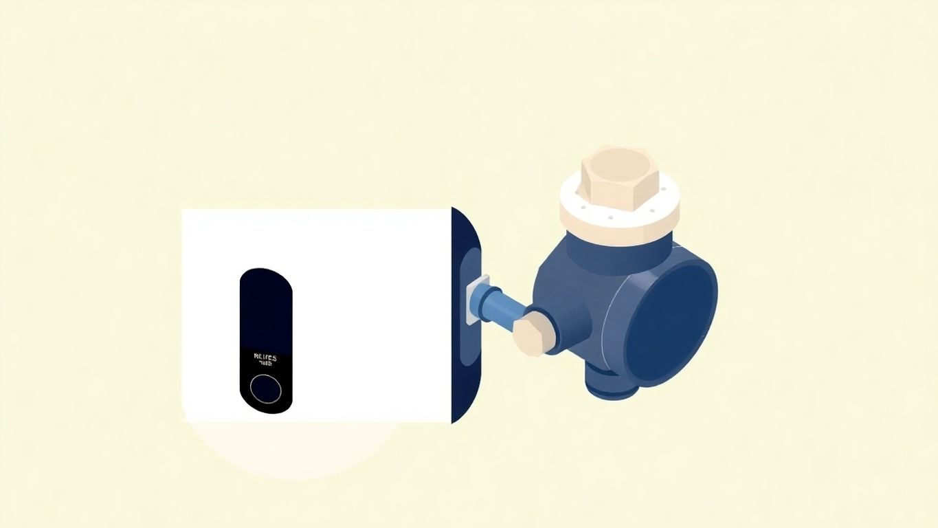 Isometric illustration of a water heater and relief valve.