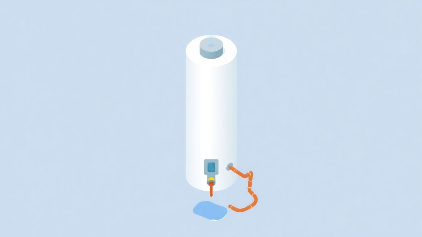 Isometric illustration of a leaking water heater with pipes.