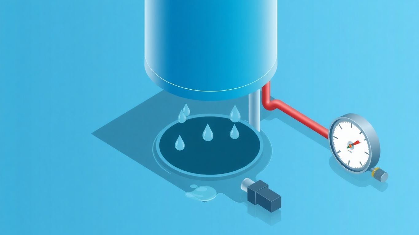 Isometric illustration of a leaking water heater.