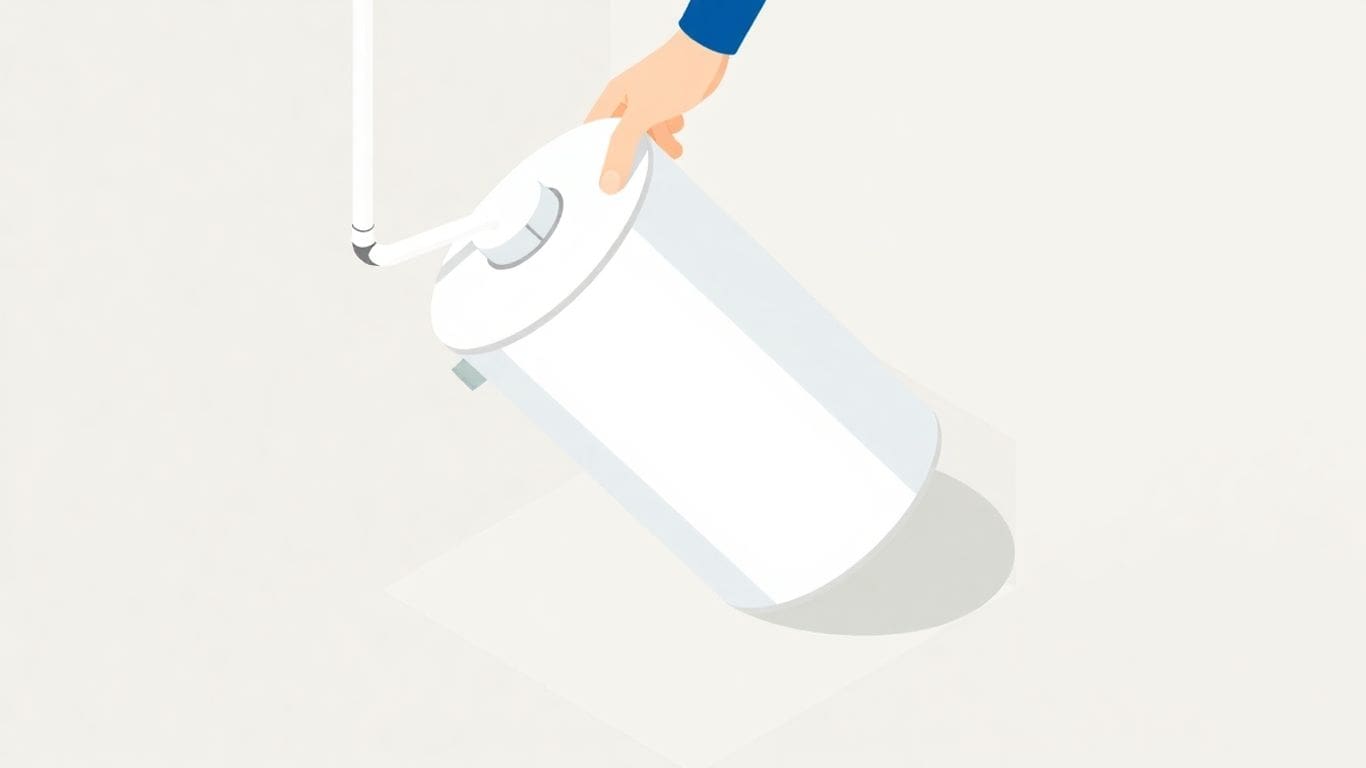 Water heater tilted on its side during transport.