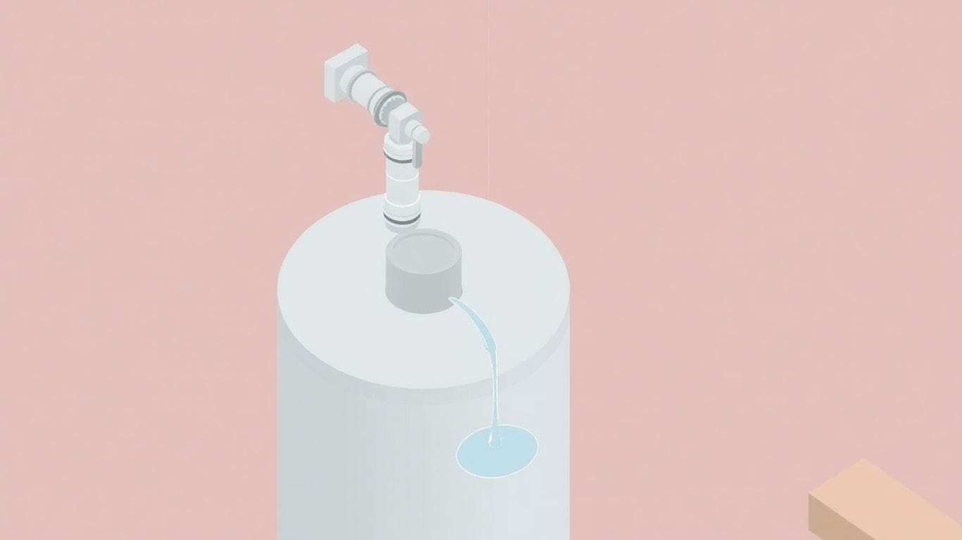 Water heater leaking from relief valve, isometric illustration.