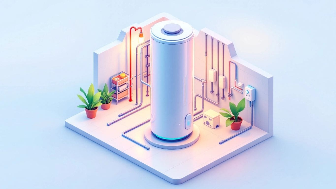 Isometric illustration of a modern water heater.